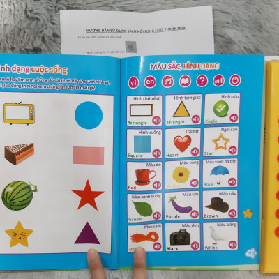 Đồ Chơi Bảng Nói Điện Tử Song Ngữ Anh - Việt 24 Trang Cho Bé Phát Triển Ngôn Ngữ Tặng Kèm 3 Pin Và Bút Nhấn