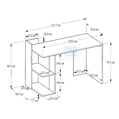 Bàn Làm Việc Đơn Giản Dài 120cm, Phối Chân Bàn Kệ Sách Đa Năng Thương Hiệu SIB Decor BLV80/81/82