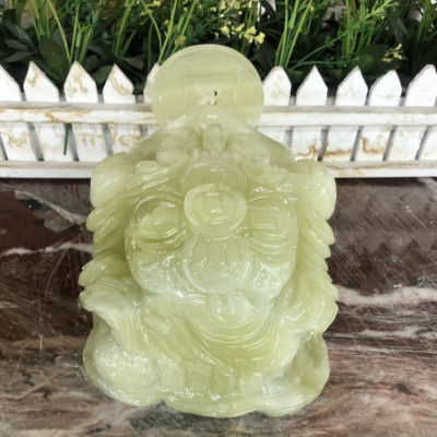 Tượng Cóc Ba Chân, Cóc Ngậm Tiền, Thiềm Thừ phong thủy chiêu tài lộc đá ngọc Onyx - Dài 15 cm