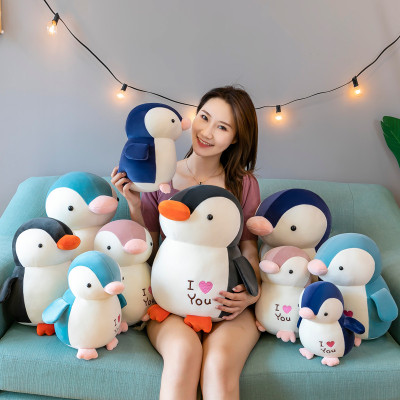 Gấu Bông Chim Cánh Cụt I Love You Siêu Dễ Thương Mềm Mịn Cho Bé Yêu (25cm--->35cm) Vải Miniso 4 Chiều Co Giãn Êm Ái, Hàng Cao Cấp An Toàn Cho Trẻ Nhỏ