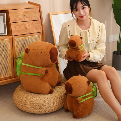 Thú nhồi bông Capybara đeo balo rùa xanh êm mịn dễ thương cao cấp - Size từ 35cm đến 90cm - Quà tặng gấu bông Capybara nhồi bông dễ thương - Gối ôm mềm mịn cho bé