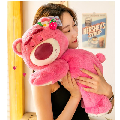Gấu Dâu Bông Lotso Dâu Huggin Bear Lông Xù Nằm Dễ Thương Mềm Mịn Cao Cấp