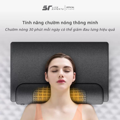 Combo Gối Đầu Và Kê Lưng Tích Hợp Massage Chườm Nóng, Cao Su Non Thư Giãn, Giảm Đau Mõi Cổ Vai Gáy & Thắt Lưng- Sairui