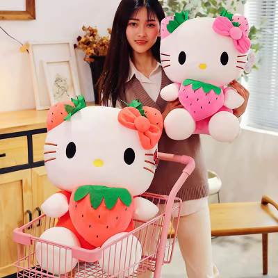 Gấu Bông Mèo Kitty Ôm Dâu Tây Siêu Hot Siêu Cưng (22cm--->50cm) Hàng Cao Cấp Loại 1 Chất Lượng Cao, An Toàn Cho Trẻ Nhỏ