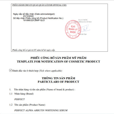 Serum Dưỡng Ẩm  Trắng Da Chống Lão Hóa 30ml - Perfect Arbutin Whitening 3%