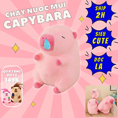 Thú nhồi bông capybara hồng chảy nước mũi đáng yêu - Size từ 35cm đến 45cm - Móc khoá gấu bông Capybara.
