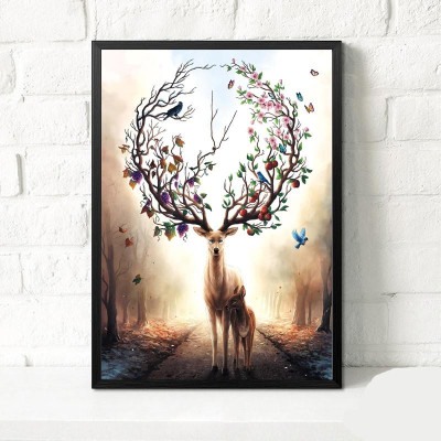 Tranh treo tường Canvas trang trí hươu 2 50x70cm ( kèm theo khung )
