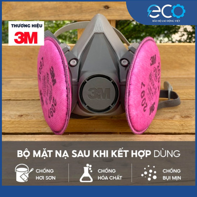 Bộ mặt nạ phòng độc 3M 6200 + Phin lọc 2097 chuyên chống khói hàn, hóa chất, lọc bụi mịn