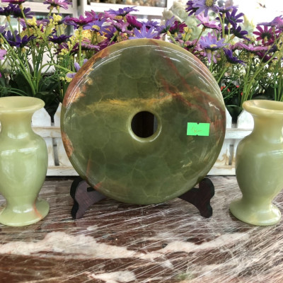 Bộ combo Cặp Lục Bình và Đồng điếu phong thủy đá ngọc Onyx