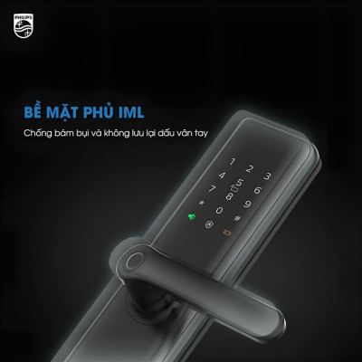 Bộ khóa cửa thông minh Bluetooth, vân tay, thẻ từ, mật khẩu và chìa cơ Philips DDL7300 - Hàng nhập khẩu