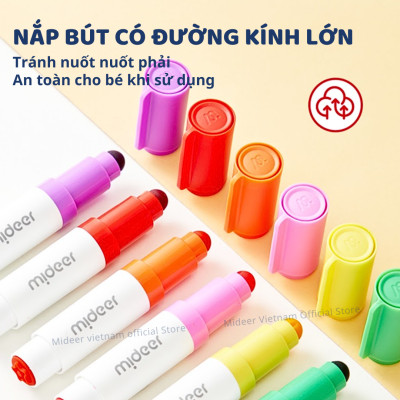 Bút màu nước 2 đầu, kèm dấu cho bé xóa được mideer  Round-Tip Stamper Washable Marker