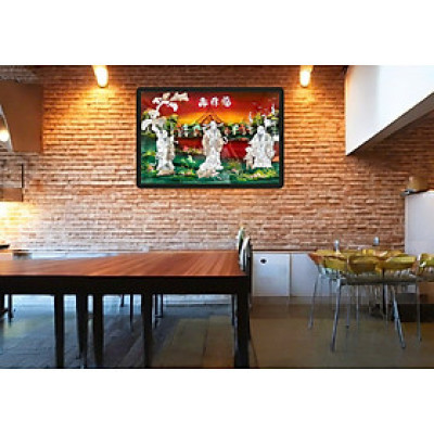 Tranh sơn mài - PHÚC LỘC THỌ - Size 40x60 cm - Khảm cừ cao cấp