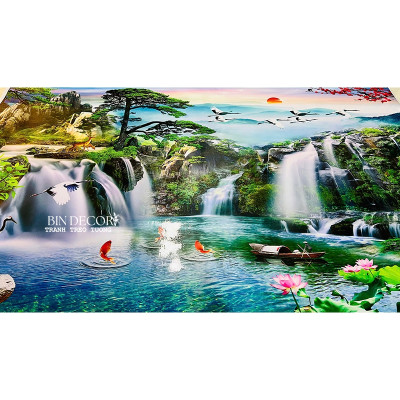 (ẢNH THẬT) Tranh dán tường 3d phong cảnh hữu tình 6 trang trí decor phòng khách