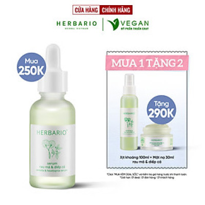 Serum rau má & diếp cá Herbario 30ml sạch mụn thuần chay