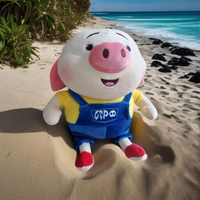 Gấu bông heo tiktok mặc yếm ngồi siêu mềm siêu dễ thương, lợn tiktok cute siêu cưng (40cm) vải miniso mềm mịn êm ái, an toàn cho trẻ em