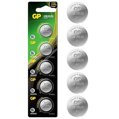 Vỉ 5 Pin Cúc Áo GP Lithium Coin Battery 3V - GP CR2025-2CPU5