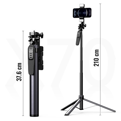 Chân đứng quay video Shinoda, gậy livestream, selfie chụp ảnh chất liệu siêu cứng cáp, tay cầm 360º tích hợp remote điều khiển từ xa 7 phím có thể sạc lại, hàng chính hãng