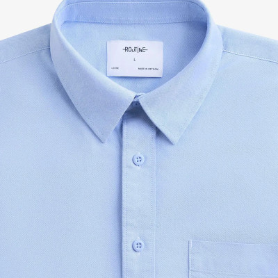 Áo sơ mi nam tay dài oxford trơn xanh nhạt form loose - RT 10F24SHL008 | ROUTINE CÀ MAU