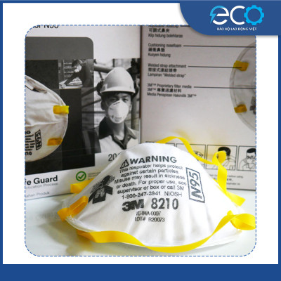 Khẩu trang 3M 8210 N95 lọc ít nhất 95% bụi mịn, vi khuẩn, vi rút
