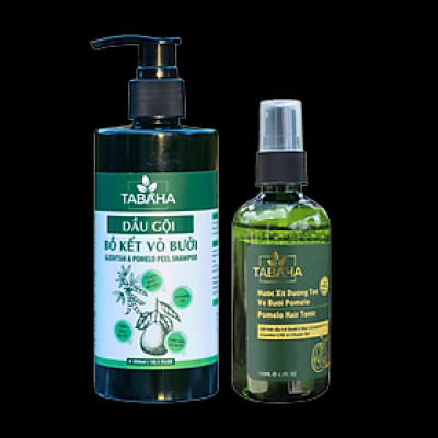 Combo Dầu Gội Bồ Kết Vỏ Bưởi 300ml Và Xịt Dưỡng Tóc Tinh Dầu Bưởi Tabaha 120ml Giảm Rụng, Mọc Tóc Nhanh