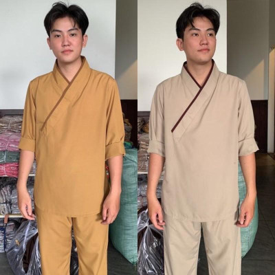 ĐỒ LAM ĐI CHÙA  PHÁP PHỤC PHẬT GIÁO nam tay dài