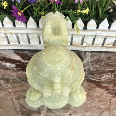 Tượng Long Quy ( Rùa đầu Rồng ) phong thủy đá ngọc Onyx đặt bàn thờ, bàn làm việc - Dài 15cm