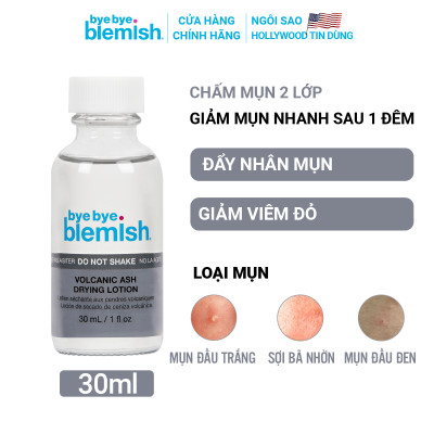 Chấm Mụn Tro Núi Lửa Giảm Mụn Nhanh Sau 1 Đêm Dành Cho Mụn Trắng, Sưng Đỏ Bye Bye Blemish Volcanic Ash Drying Lot