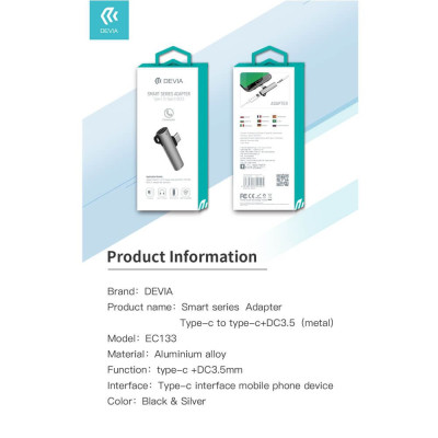 Bộ chuyển đổi Devia Smart từ TypeC sang TypeC & DC3.5- Hàng chính hãng