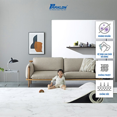 Thảm Em Bé Cao Cấp Parklon PVC Vân Đá Hoa Cương Trắng Chính Hãng Hàn Quốc (700x110x1.7)cm Chống Bụi Kháng Khuẩn Khử Mùi Chống Ồn Chống Trượt Chống Sốc (PVC Roll Mat-White Marble)