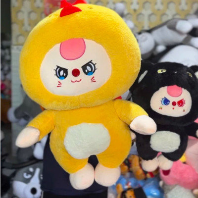 Thú nhồi bông baby three gà vàng đáng yêu - Size từ 35cm đến 70cm - Quà tặng gấu bông bb3 mèo đen êm mịn cho bé.
