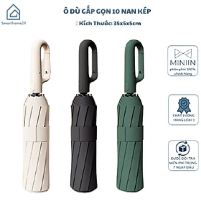 Ô Dù Gấp Gọn 10 Nan Kép - Chắc Chắn, Chống Lật, Tay Cầm Thông Minh, Chống Tia UV 99% - HÀNG CHÍNH HÃNG MINIIN