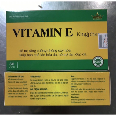Vitamin E Kingphar , hộp 30v, đẹp da, chống lão hoá