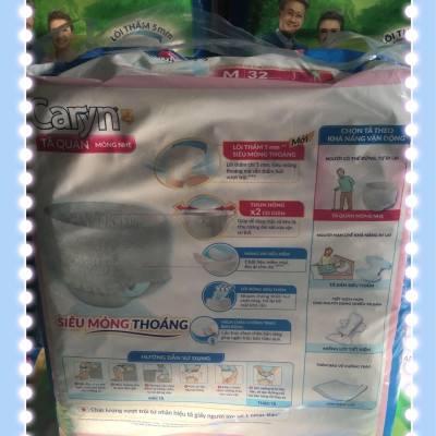 Tã Quần Người Lớn Caryn Size M 32 Miếng Vòng Bụng 60 Đến 85 Cm - Bỉm Quần Cho Người Cao Tuổi Size M32