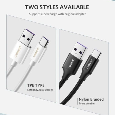 Ugreen UG40887US253TK 0.5M 5A màu Trắng Dây USB sang USB Type-C vỏ ABS - HÀNG CHÍNH HÃNG