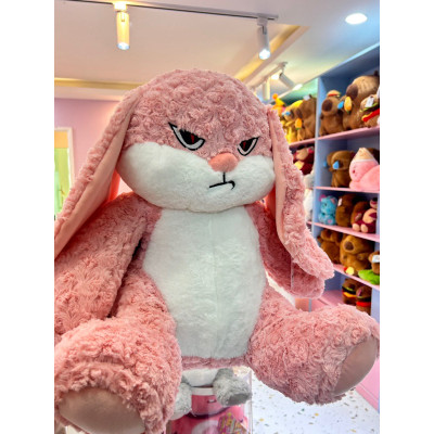 Thú nhồi bông thỏ quạo màu hồng đáng yêu - Size từ 35cm đến 1m - Quà tặng gấu bông thỏ mặt giận dữ hồng phấn mềm mịn.