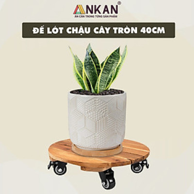 Đế Lót Để Chậu Cây Có Bánh Xe ANKAN 40cm Làm Giá Đỡ Kệ Hoa Cây Cảnh, Màu Vàng Nắng, Chịu Tải 150Kg