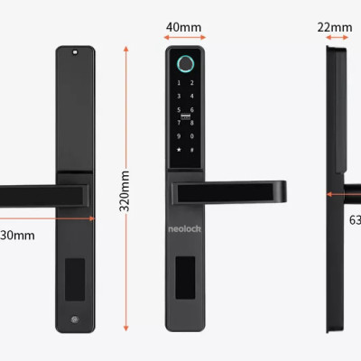 Giải pháp khóa cửa nhôm xingfa, của sắt cổng lùa thông minh qua APP, vân tay, thẻ từ cấp mã từ xa cho homestay neolock neoG7S