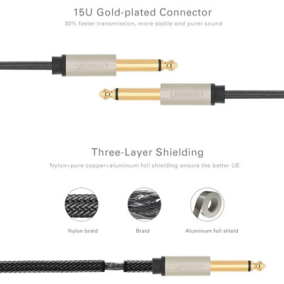 Ugreen UG40809AV128TK 1M màu Đen Cáp âm thanh 2 đầu 6.5mm dương cao cấp - HÀNG CHÍNH HÃNG