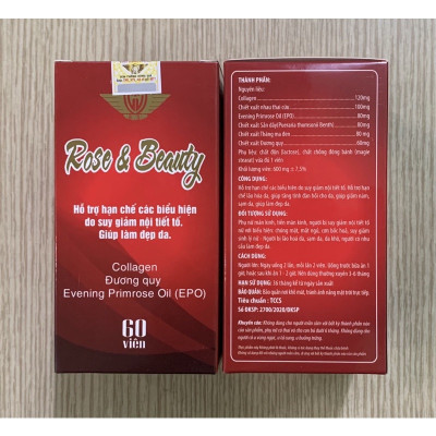 Viên uống đẹp da Rose and Beauty Vinh Thịnh Vượng VV, hộp 60v, cân bằng nội tiết tố nữ, chống lão hoá