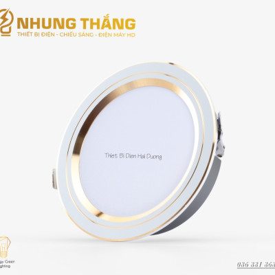 Combo Đèn Led Âm Trần Downlight Đổi Màu Rạng Đông AT20 ĐM - Công Suất 8w - Khoét Lỗ 90mm - Viền Vàng