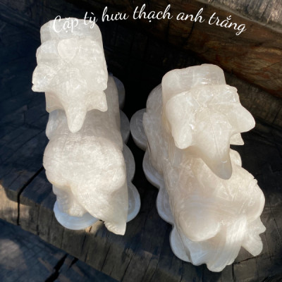 Tỳ hưu thạch anh trắng NHASAN THD07 nặng 4.62kg, kích thước: cao 12cm x dài 17cm x ngang 6.5cm