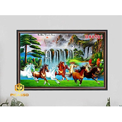 D805 34 Tranh kính Bát mã tung hoành (Được chọn mẫu)