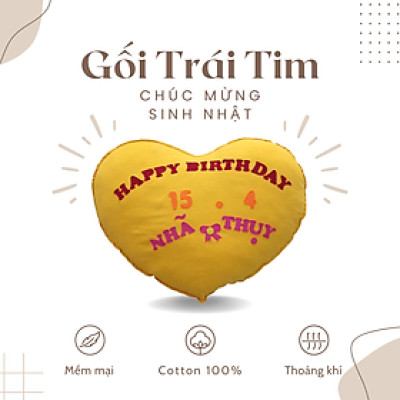 Gối Tựa Lưng - Gối Trang Trí Sofa Hình Trái Tim Đắp Tên Theo Yêu Cầu