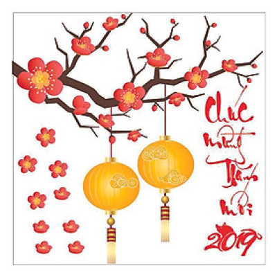 Decal Dán Tường Cành Đào Tết 2 PK516 (60 x 90 cm)