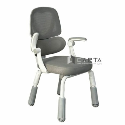 Ghế học sinh chống gù chống cận màu xám CE1026-M Nội thất Capta Ghế học bài cho bé trai bé gái lưng lưới kép nệm vải tay gập tiện lợi chân nhựa cố định hcm