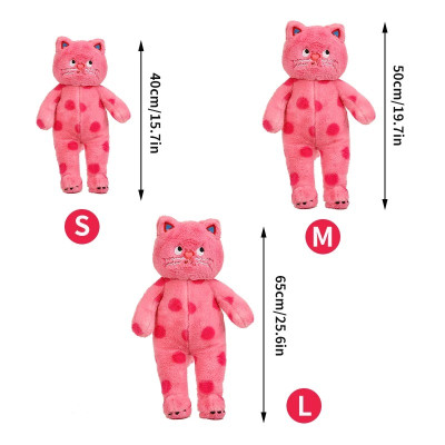 Thú nhồi bông mèo hồng chấm bi mặt quạo - Size từ 60cm đến 1m - Quà tặng gấu bông mèo giận dỗi mắt liếc dễ thương.