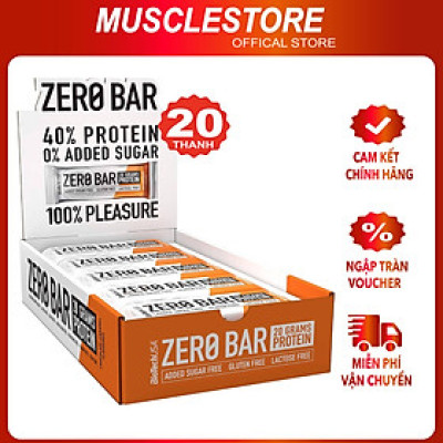 Bánh Protein Biotech USA Zero Bar (50g, 20 bánh), Bánh Bổ Sung Protein giúp Phục Hồi Phát Triển Cơ
