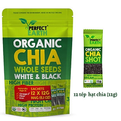 Hạt Chia Hữu Cơ - Tép 12g Tiện Dụng - Perfect Earth Organic Chia Seeds 