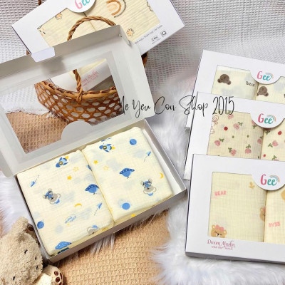KHĂN TẮM XÔ MUSLIN GEE 2 lớp mềm mại, thấm hút, an toàn, 100x100cm, 100% organic cotton, thân thiện với da bé