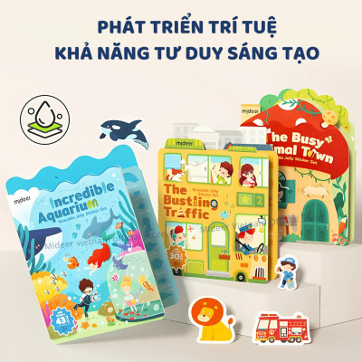 Sticker dán cho bé dùng được nhiều lần Mideer Reusable Jelly Sticker Set dán được trên nhiều bề mặt
